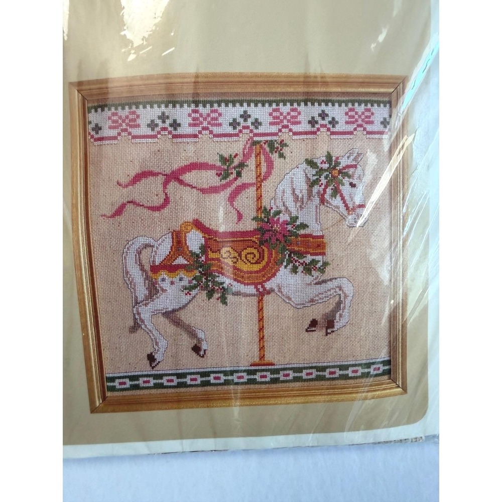 VTG Merry-Go-Round Carousel Horse Cross Stitch Kit Girlhood The Creative Circle
